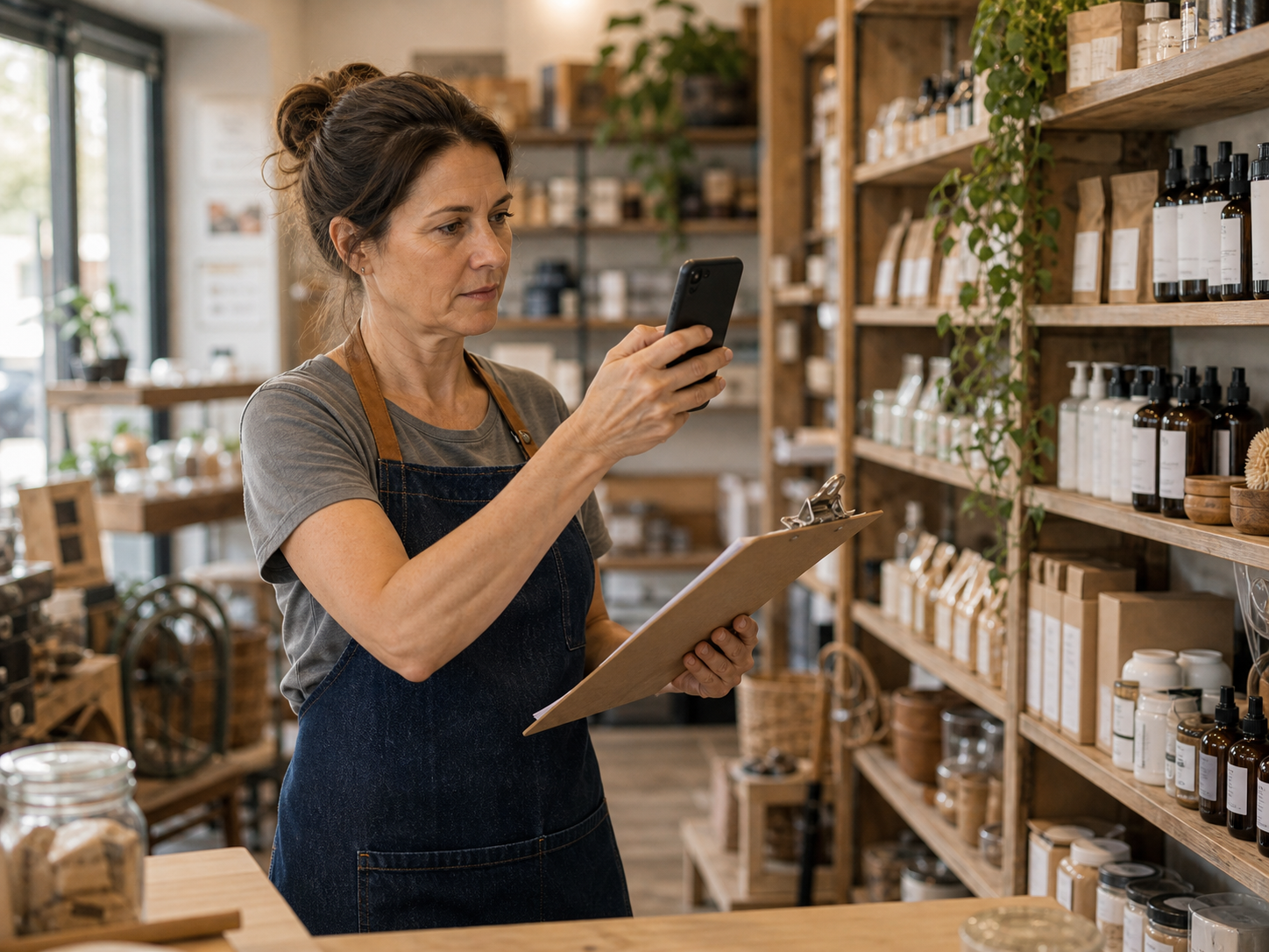 Business owner preparing a listing